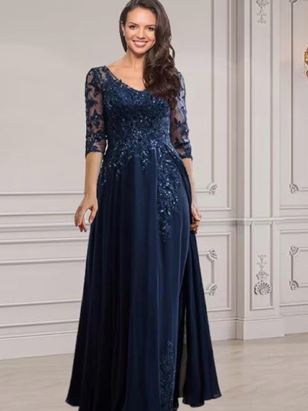 Elegant Navy Evening Gown